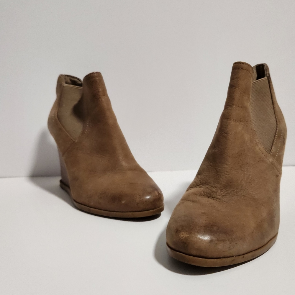 Tan Wedge Booties